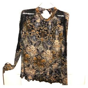 Free People Blouse - Beautiful Print with Lace